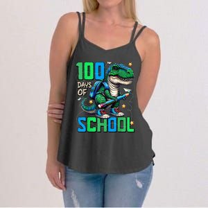 100 Days Of School Trex 100 Days Smarter 100th Day Of School Women's Strappy Tank