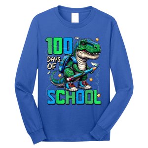 100 Days Of School Trex 100 Days Smarter 100th Day Of School Long Sleeve Shirt