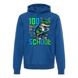 100 Days Of School Trex 100 Days Smarter 100th Day Of School Premium Hoodie