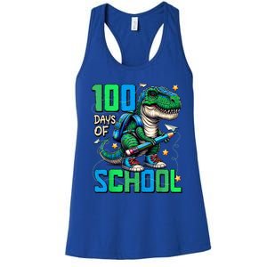 100 Days Of School Trex 100 Days Smarter 100th Day Of School Women's Racerback Tank