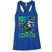 100 Days Of School Trex 100 Days Smarter 100th Day Of School Women's Racerback Tank