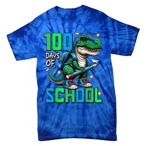 100 Days Of School Trex 100 Days Smarter 100th Day Of School Tie-Dye T-Shirt