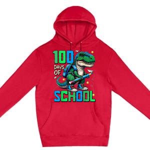 100 Days Of School Trex 100 Days Smarter 100th Day Of School Premium Pullover Hoodie