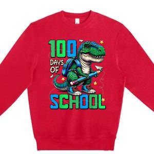 100 Days Of School Trex 100 Days Smarter 100th Day Of School Premium Crewneck Sweatshirt