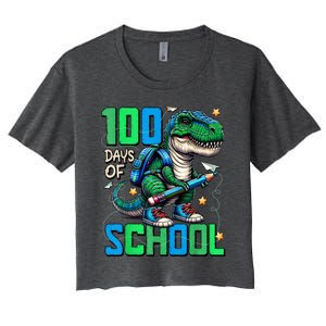 100 Days Of School Trex 100 Days Smarter 100th Day Of School Women's Crop Top Tee