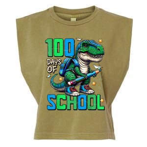 100 Days Of School Trex 100 Days Smarter 100th Day Of School Garment-Dyed Women's Muscle Tee