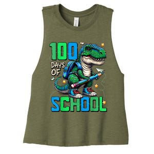 100 Days Of School Trex 100 Days Smarter 100th Day Of School Women's Racerback Cropped Tank