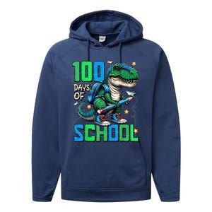 100 Days Of School Trex 100 Days Smarter 100th Day Of School Performance Fleece Hoodie