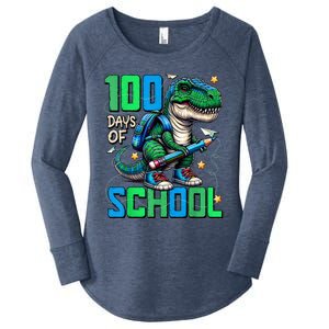 100 Days Of School Trex 100 Days Smarter 100th Day Of School Women's Perfect Tri Tunic Long Sleeve Shirt