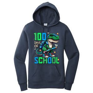 100 Days Of School Trex 100 Days Smarter 100th Day Of School Women's Pullover Hoodie