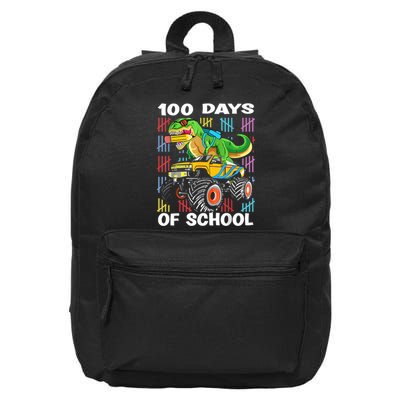 100th Day Of School 100 Days School Truck Dinosaur 16 in Basic Backpack