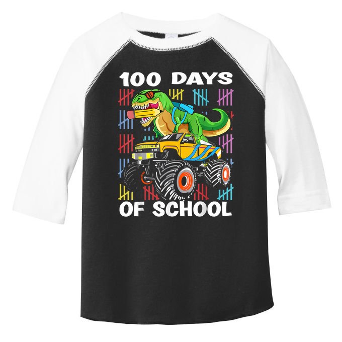 100th Day Of School 100 Days School Truck Dinosaur Toddler Fine Jersey T-Shirt