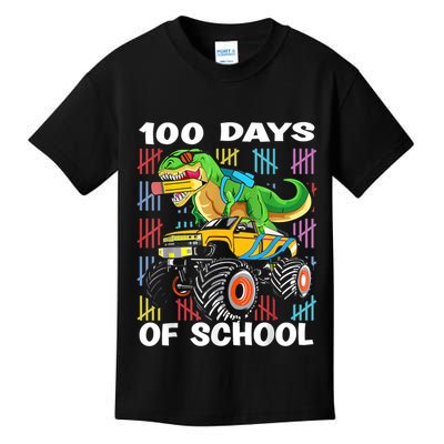 100th Day Of School 100 Days School Truck Dinosaur Kids T-Shirt