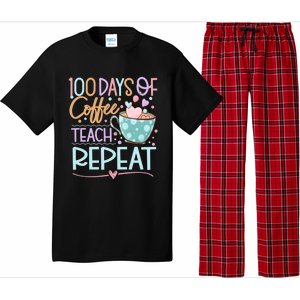 100 Days Of Coffee Teach Repeat 100th Day Of School Teachers Gift Pajama Set