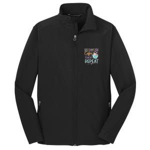 100 Days Of Coffee Teach Repeat 100th Day Of School Teachers Gift Core Soft Shell Jacket