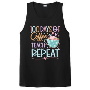 100 Days Of Coffee Teach Repeat 100th Day Of School Teachers Gift PosiCharge Competitor Tank