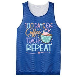 100 Days Of Coffee Teach Repeat 100th Day Of School Teachers Gift Mesh Reversible Basketball Jersey Tank