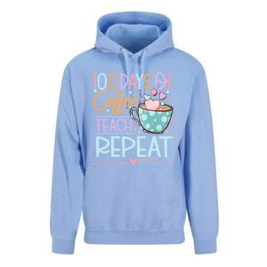 100 Days Of Coffee Teach Repeat 100th Day Of School Teachers Gift Unisex Surf Hoodie