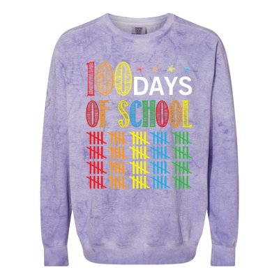 100 Day Of School Colorblast Crewneck Sweatshirt