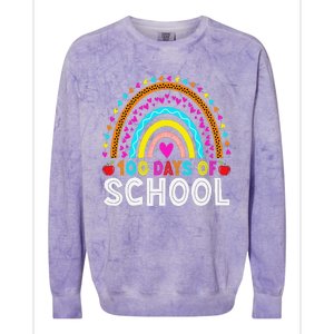 100 Days Of School Rainbow 100 Days Smarter Teacher Student Colorblast Crewneck Sweatshirt