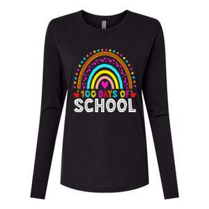 100 Days Of School Rainbow 100 Days Smarter Teacher Student Womens Cotton Relaxed Long Sleeve T-Shirt