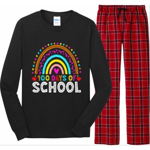 100 Days Of School Rainbow 100 Days Smarter Teacher Student Long Sleeve Pajama Set