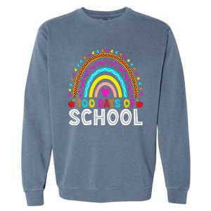 100 Days Of School Rainbow 100 Days Smarter Teacher Student Garment-Dyed Sweatshirt