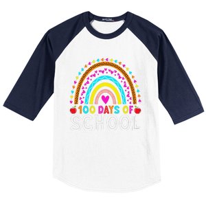 100 Days Of School Rainbow 100 Days Smarter Teacher Student Baseball Sleeve Shirt