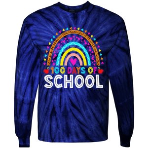 100 Days Of School Rainbow 100 Days Smarter Teacher Student Tie-Dye Long Sleeve Shirt