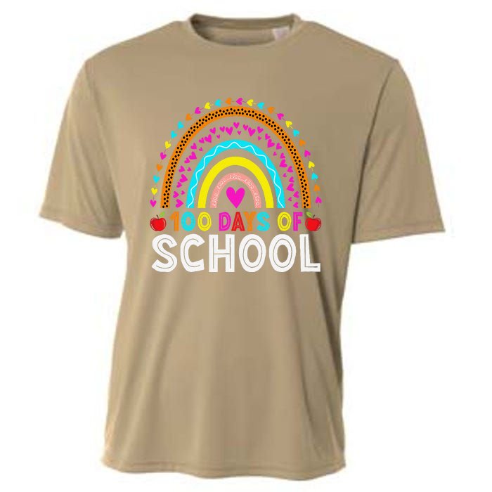 100 Days Of School Rainbow 100 Days Smarter Teacher Student Cooling Performance Crew T-Shirt