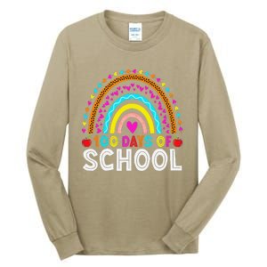 100 Days Of School Rainbow 100 Days Smarter Teacher Student Tall Long Sleeve T-Shirt