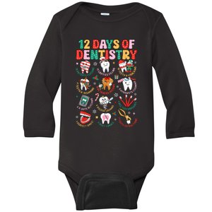 12 Days Of Dentistry Christmas Dental Squad Crew Dentist Baby Long Sleeve Bodysuit