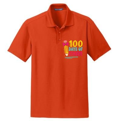 100 Days Of School Cute Education Dry Zone Grid Polo