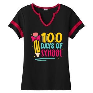 100 Days Of School Cute Education Ladies Halftime Notch Neck Tee