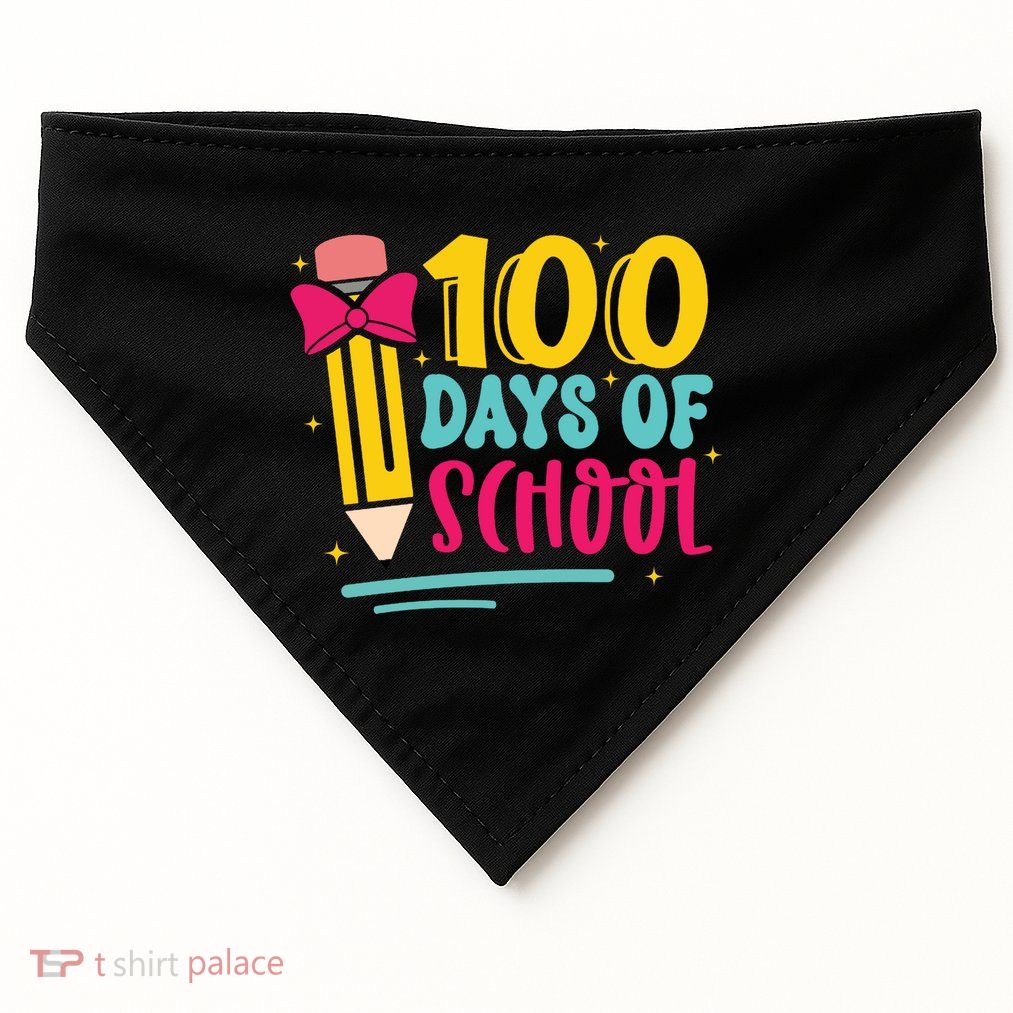 100 Days Of School Cute Education USA-Made Doggie Bandana
