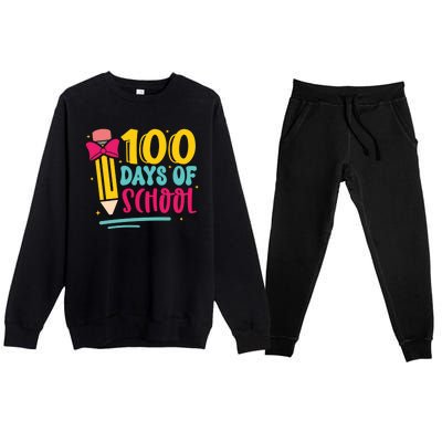 100 Days Of School Cute Education Premium Crewneck Sweatsuit Set