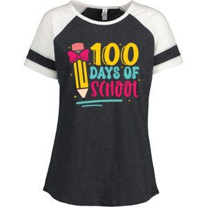 100 Days Of School Cute Education Enza Ladies Jersey Colorblock Tee