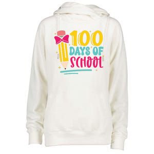 100 Days Of School Cute Education Womens Funnel Neck Pullover Hood