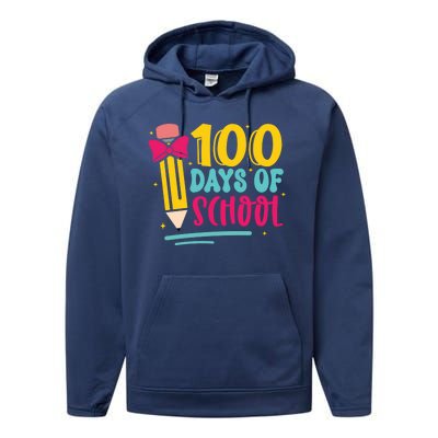 100 Days Of School Cute Education Performance Fleece Hoodie