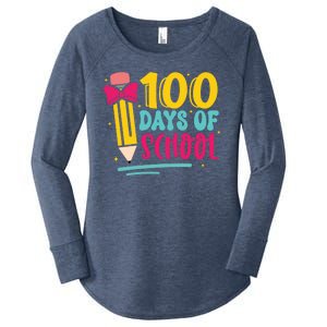 100 Days Of School Cute Education Women's Perfect Tri Tunic Long Sleeve Shirt