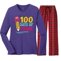 100 Days Of School Cute Education Women's Long Sleeve Flannel Pajama Set 