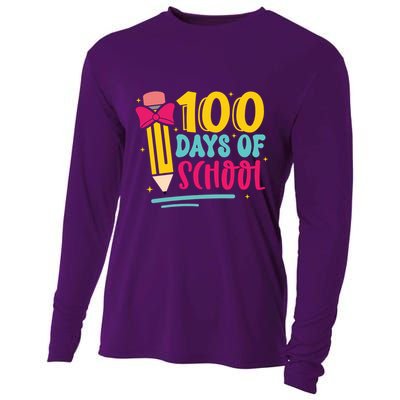 100 Days Of School Cute Education Cooling Performance Long Sleeve Crew