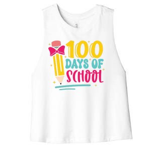 100 Days Of School Cute Education Women's Racerback Cropped Tank