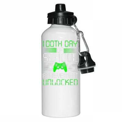 100 Days Of School Achievement Unlocked Video Game 100th Day Aluminum Water Bottle 