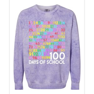 100th Day Of School Teacher 100 Days Math Numbers Colorblast Crewneck Sweatshirt