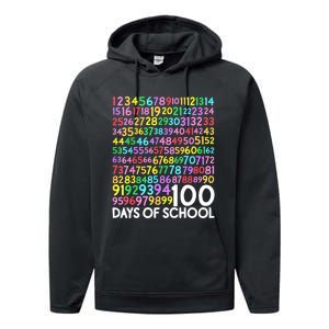 100th Day Of School Teacher 100 Days Math Numbers Performance Fleece Hoodie