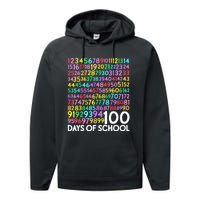 100th Day Of School Teacher 100 Days Math Numbers Performance Fleece Hoodie