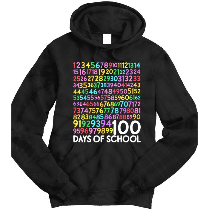 100th Day Of School Teacher 100 Days Math Numbers Tie Dye Hoodie