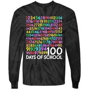 100th Day Of School Teacher 100 Days Math Numbers Tie-Dye Long Sleeve Shirt