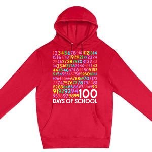 100th Day Of School Teacher 100 Days Math Numbers Premium Pullover Hoodie